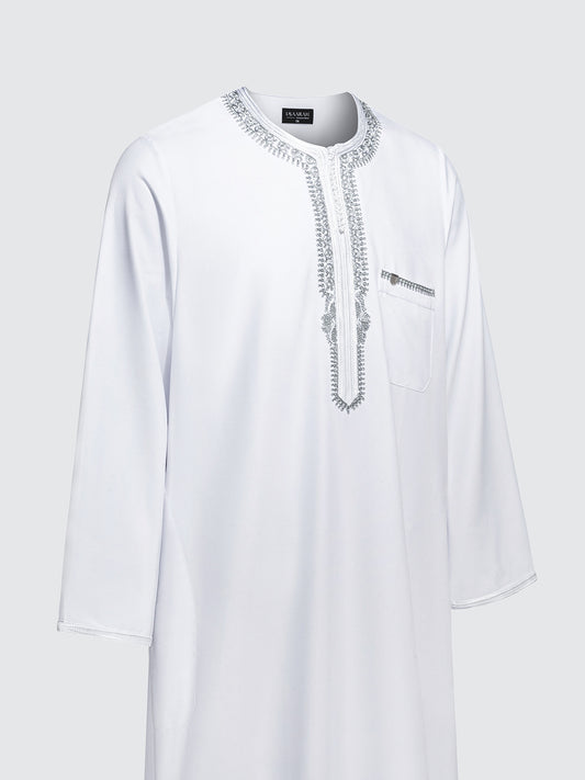 Imaarah Moroccan Long Sleeve Thobe with Pants White - view 2