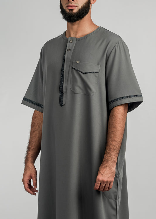 Imaarah Short Sleeve Thobe Grey - view 2