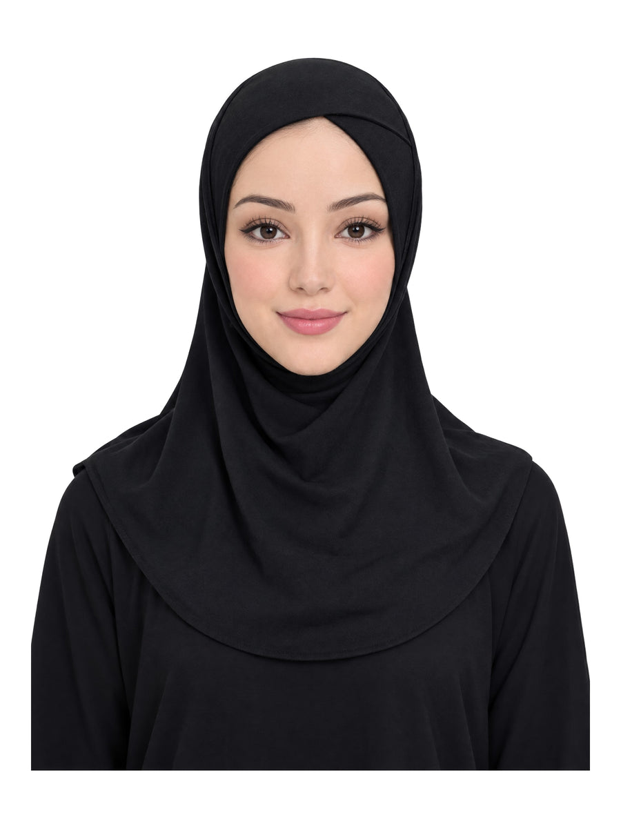 Imaarah Sports Hijab, black, front view on model