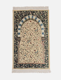 Amaani Al Rawda Musallah in Cream, prayer mat printed with Masjid an-Nabawi