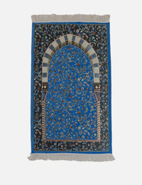 Amaani Al Rawda Musallah in Blue, prayer mat printed with Masjid an-Nabawi