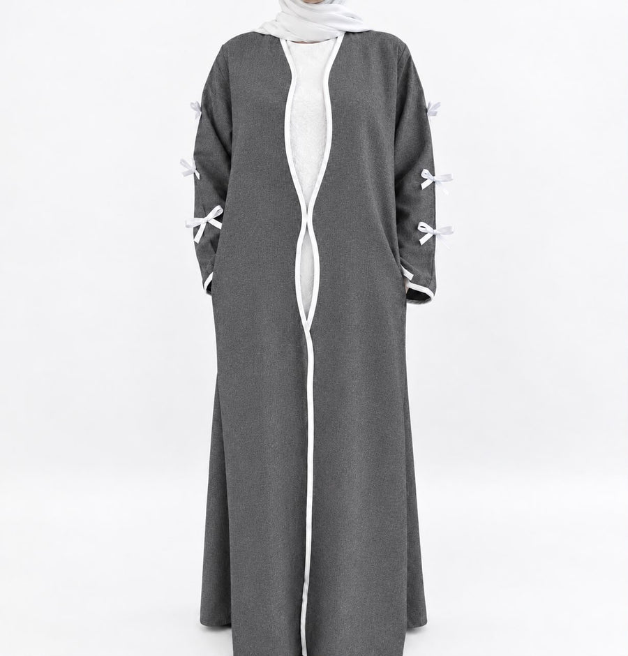 IST Kimono with Bow and Pockets, linen modest kimono main view