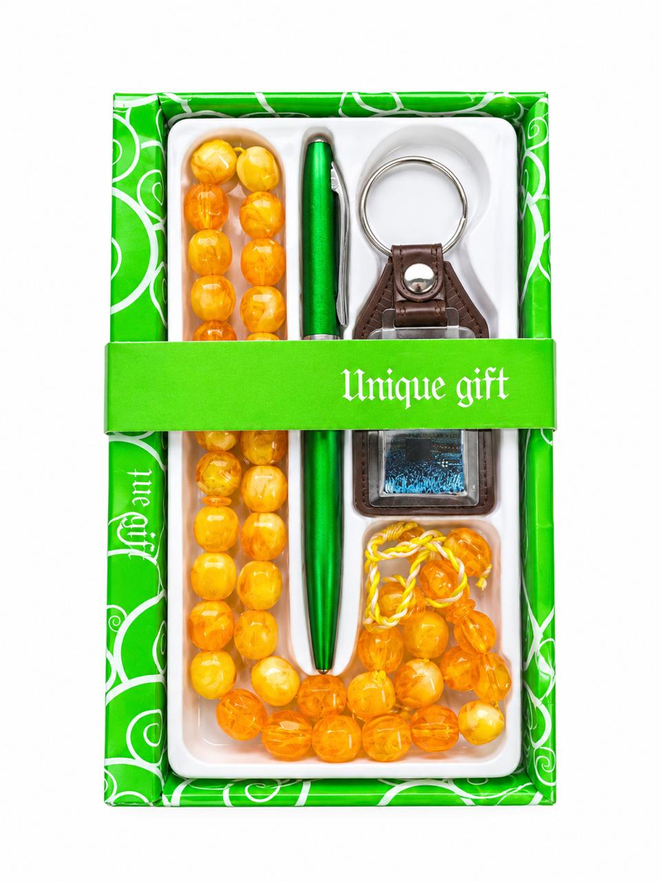 Pen Tasbeeh and Key Chain Set, another view of the set, Green Box
