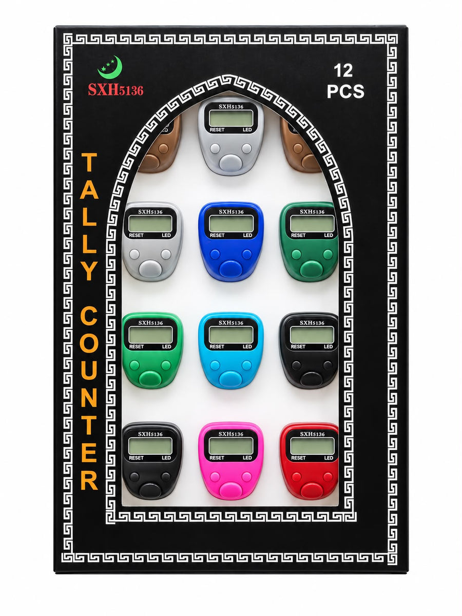 LED Finger Ring Counter Gift Box 12 Piece TSB2024, Black