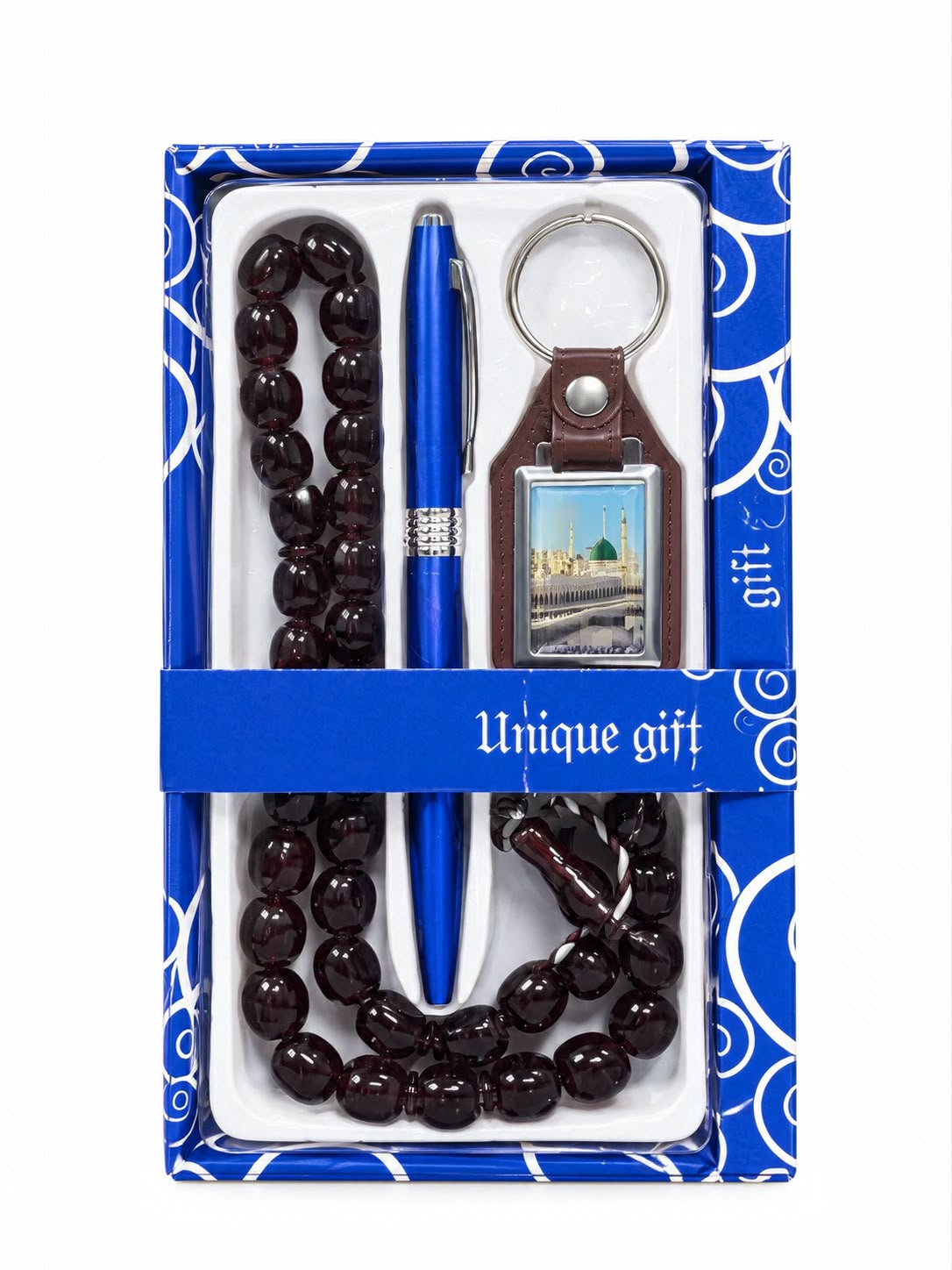 Pen Tasbeeh and Key Chain Set, Navy Box