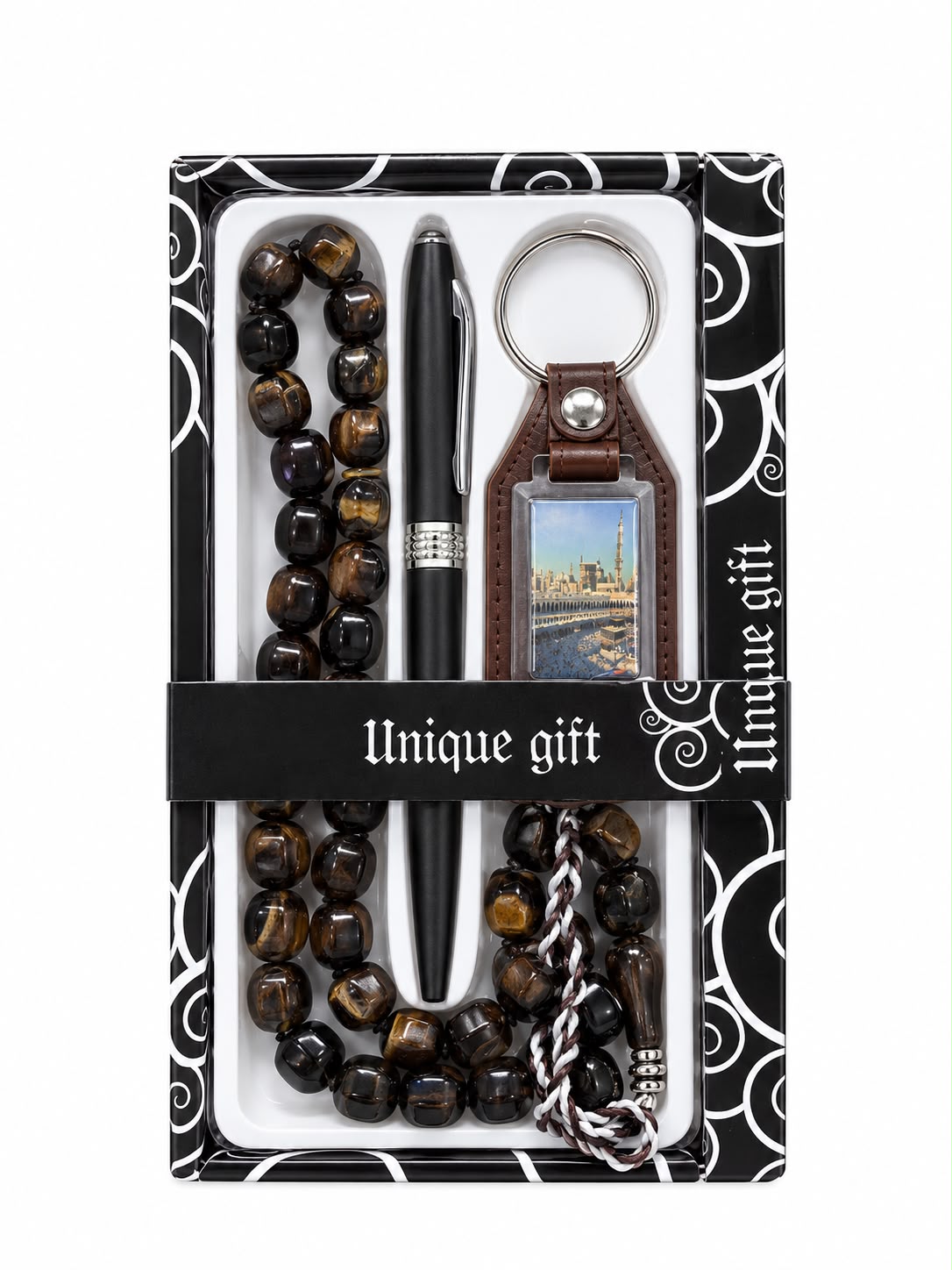 Pen Tasbeeh and Key Chain Set, Black Box