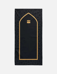 Amaani Safar Pocket Prayer Mat, Makkah Black design with gold Kaaba motif