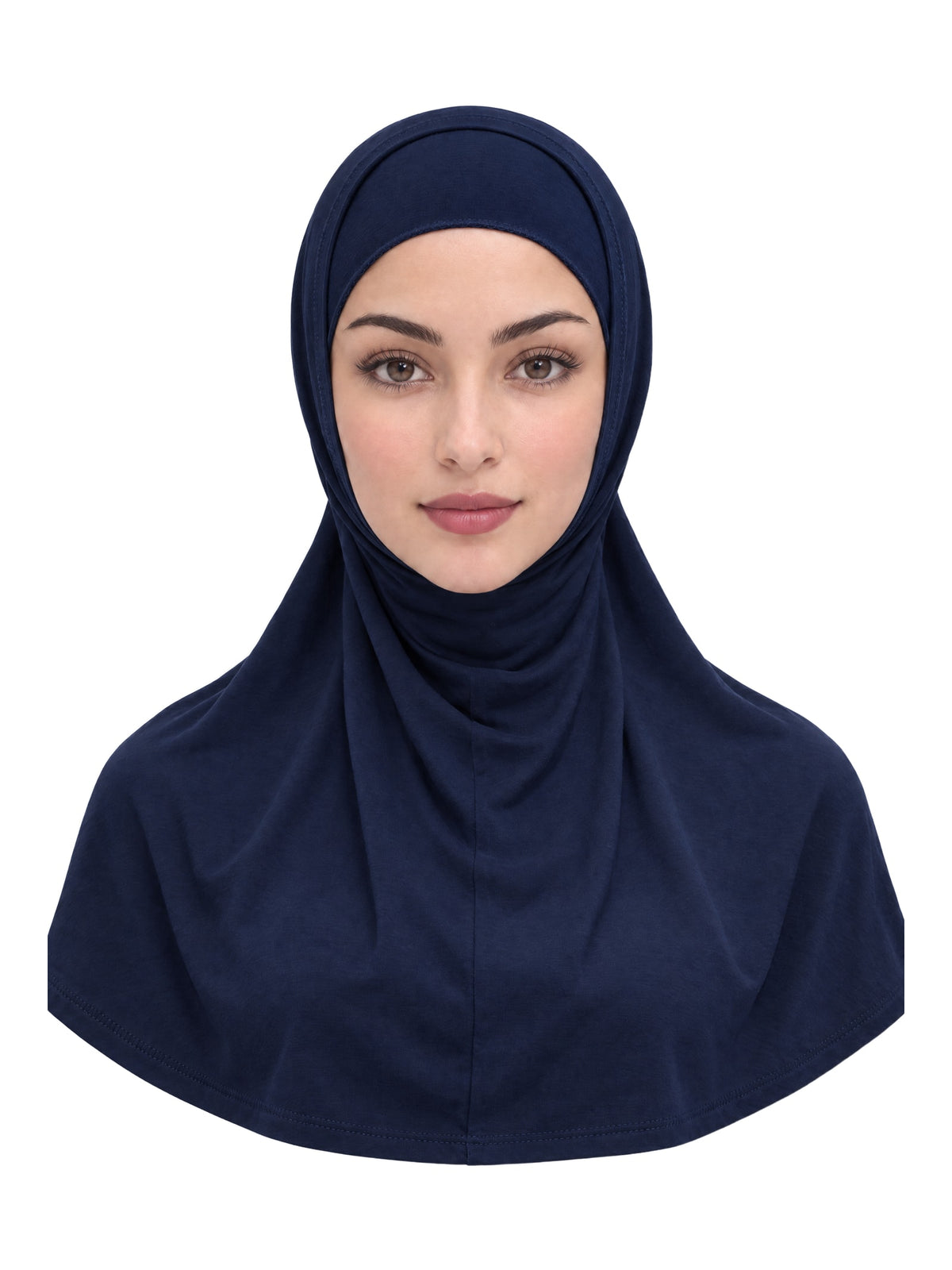 Imaarah Short Burqah with Undercap, Navy, front view