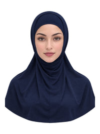 Imaarah Short Burqah with Undercap, Navy, front view