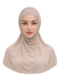 Imaarah Short Burqah with Undercap, Beige, front view