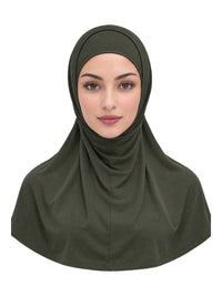 Imaarah Short Burqah with Undercap, Green, front view