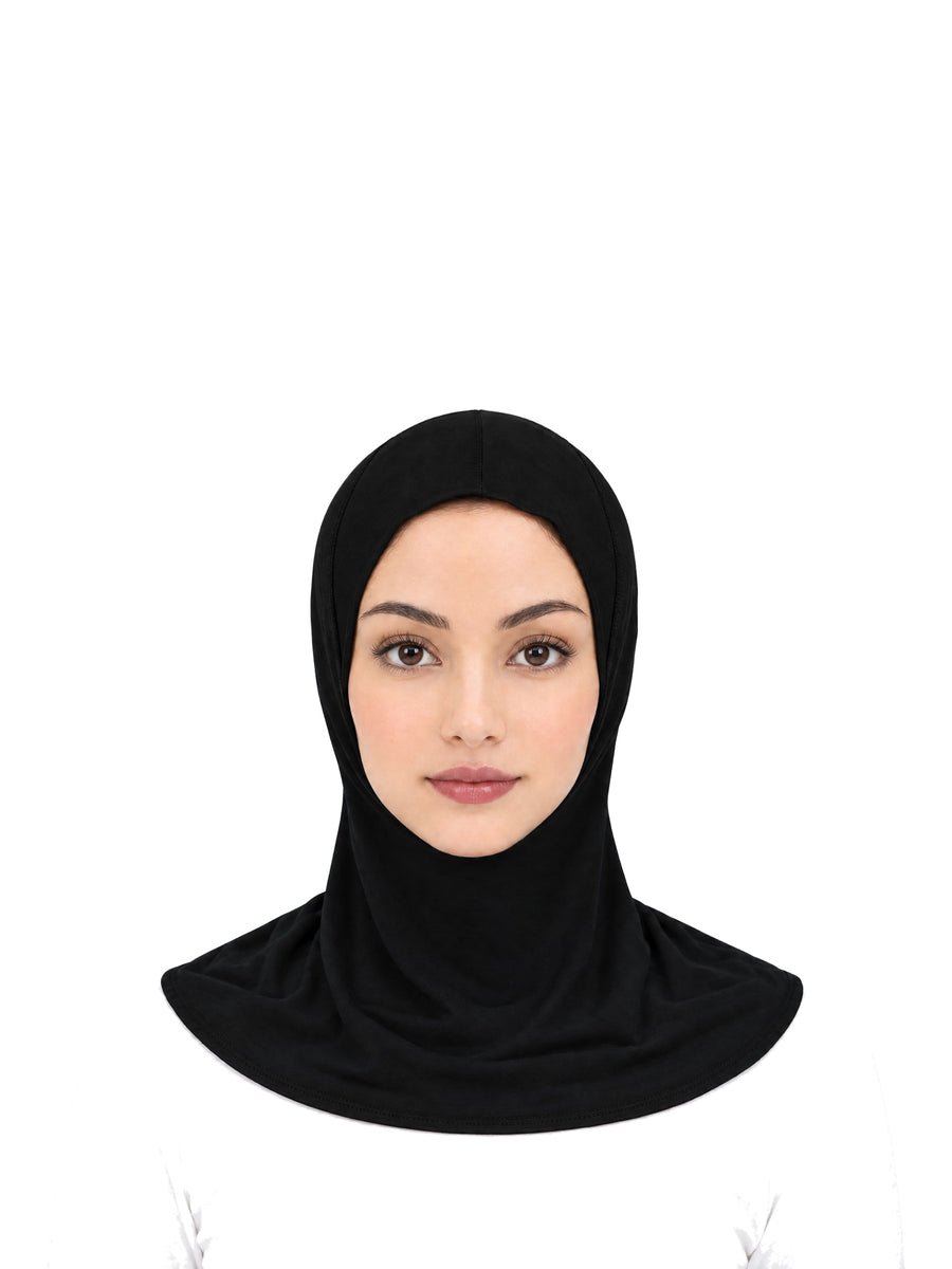 Imaarah Ninja Hijab in Black, front view