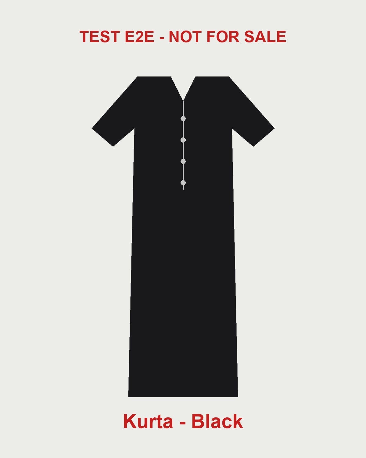 E2E Test Short Sleeve Kurta in black, front view