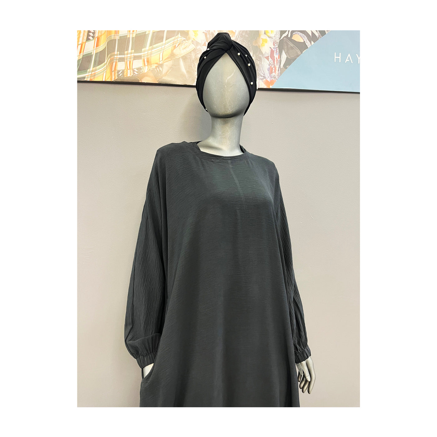 Ladies Plain Black Abaya With Pocket - view 2