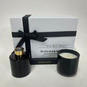 Black Oud & Velvet Rose Luxury Soy Candle & Diffuser Set