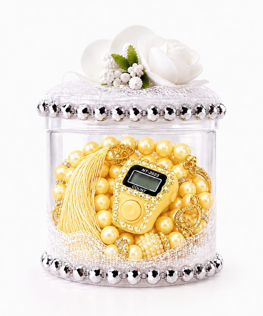 Finger Counter & Tasbeeh Gift Set - Cylinder Box Edition