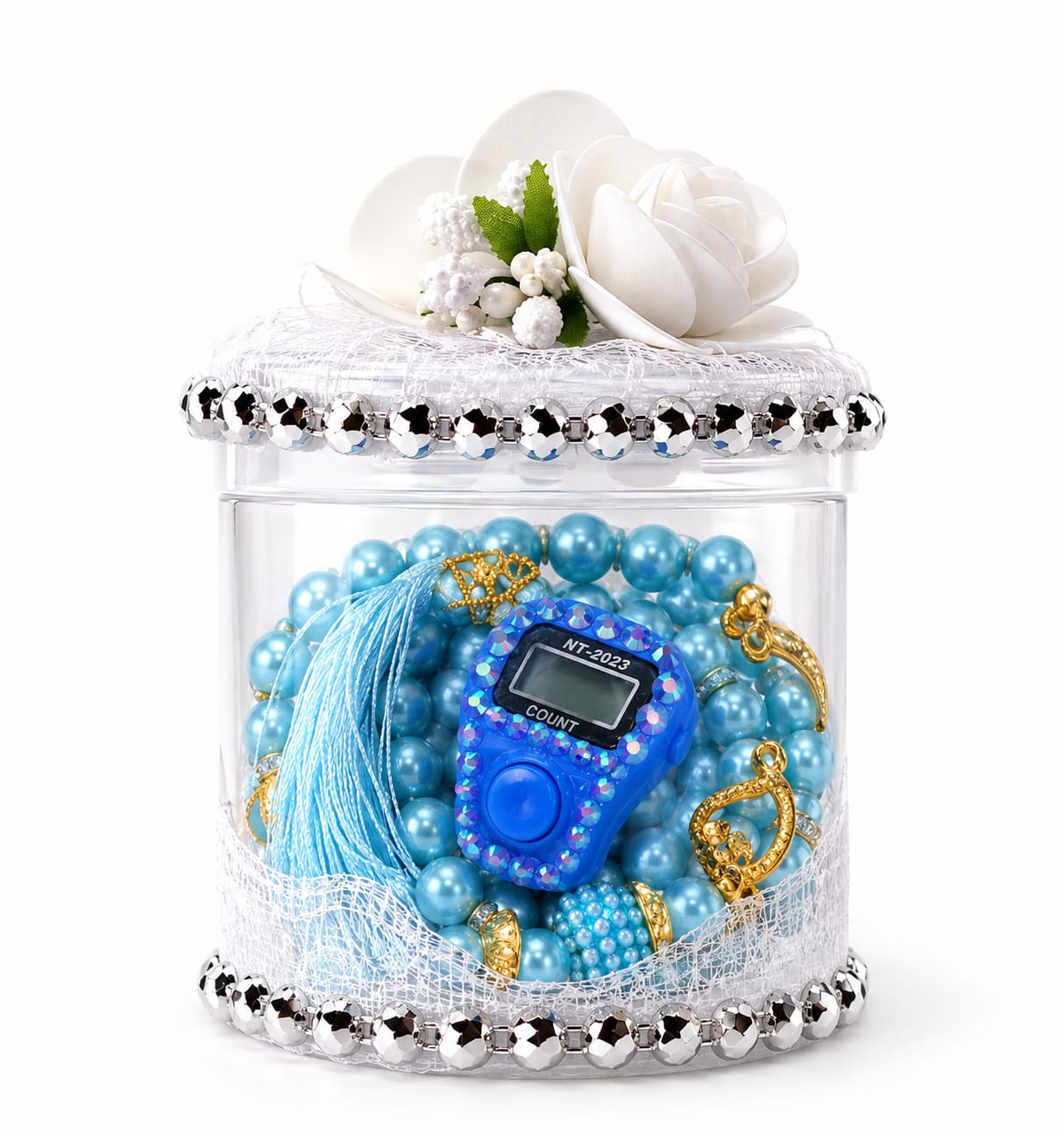 Finger Counter & Tasbeeh Gift Set - Cylinder Box Edition