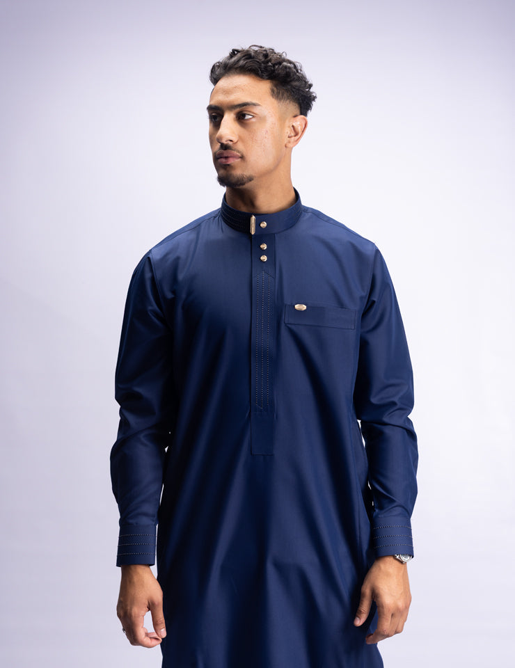 Amaani Hubb Nikah Thobe, Navy, model, full length front