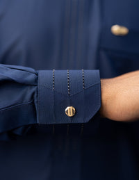 Amaani Hubb Nikah Thobe, Navy, cuff detail
