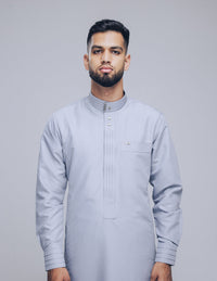 Amaani Hubb Nikah Thobe, Light Grey, model, full length front
