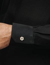 Amaani Stark Designer Thobe, Black, cuff and signature button