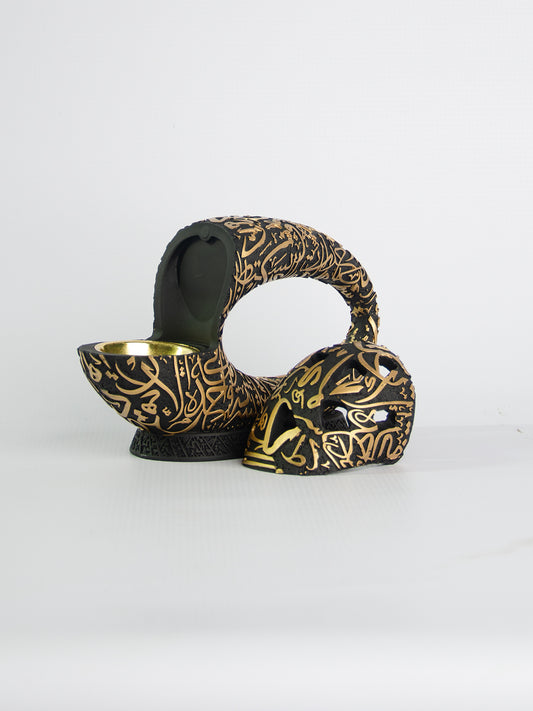 Bakhoor Burner Fancy Black & Gold OB9478