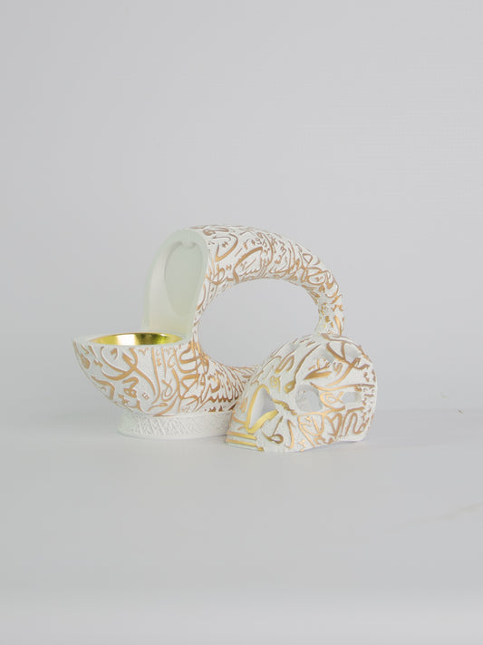 Bakhoor Burner Fancy White & Gold OB9478