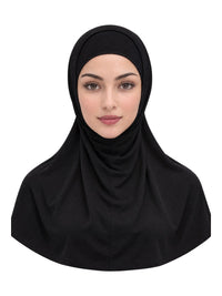Imaarah Short Burqah with Undercap, Black, front view