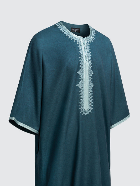 Imaarah Moroccan 3/4 Short Sleeve Thobe Emarald Green - view 2