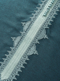 Emerald Green with Seafoam 3/4 sleeve Moroccan thobe, detail