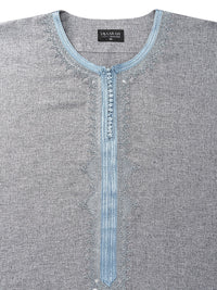 Grey with Light Blue 3/4 sleeve Moroccan thobe, top shot