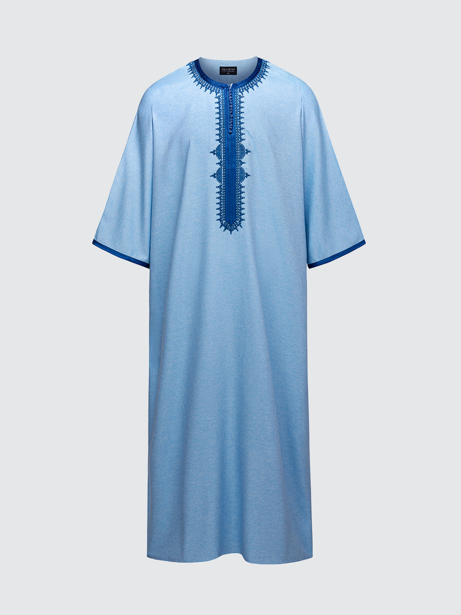 Imaarah Moroccan 3/4 Short Sleeve Thobe Sky Blue