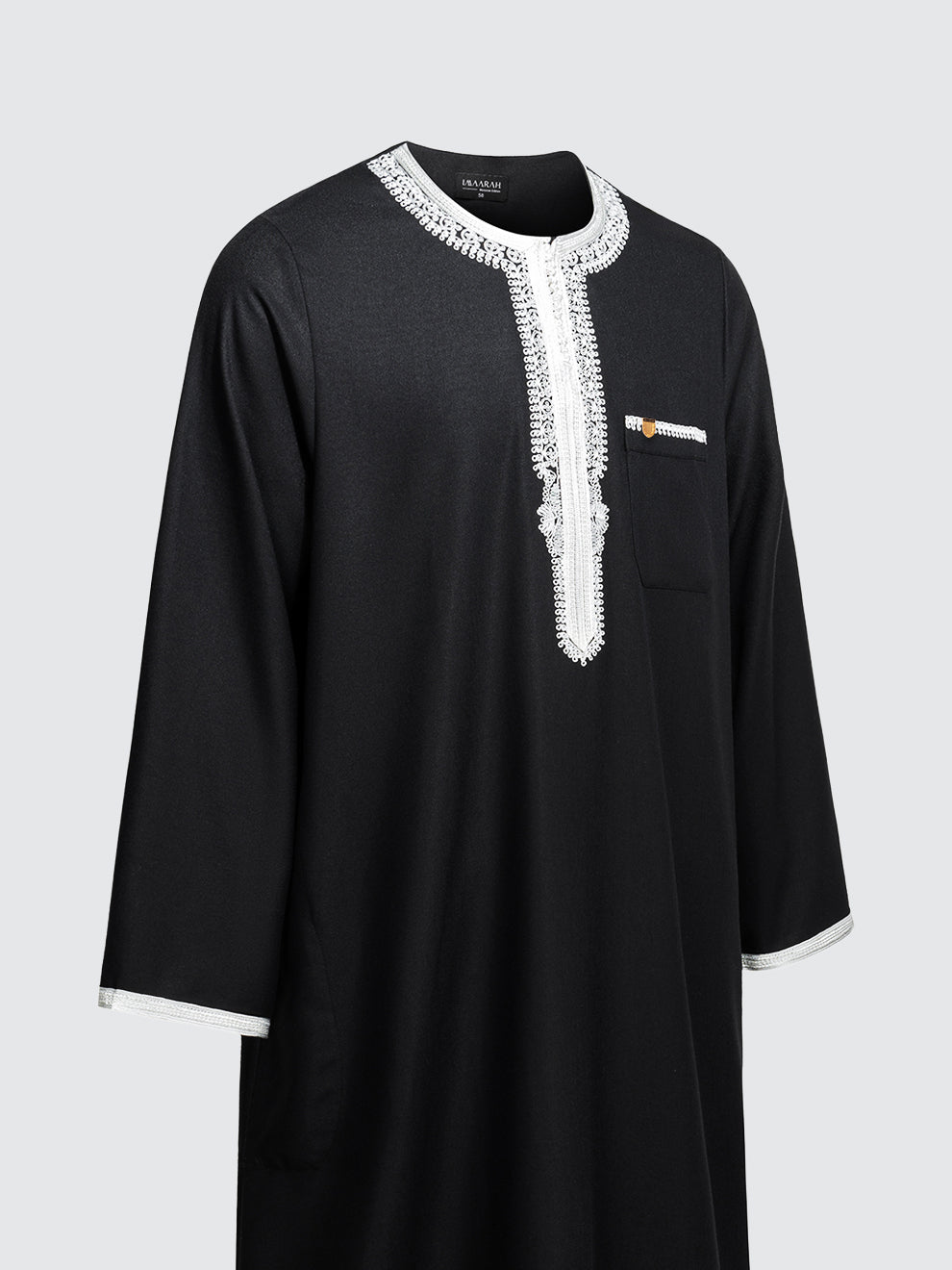 Imaarah Moroccan Long Sleeve Thobe with Pants Black - view 2