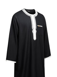 Black Moroccan thobe and pants set, side view