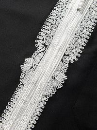 Black Moroccan thobe and pants set, detail