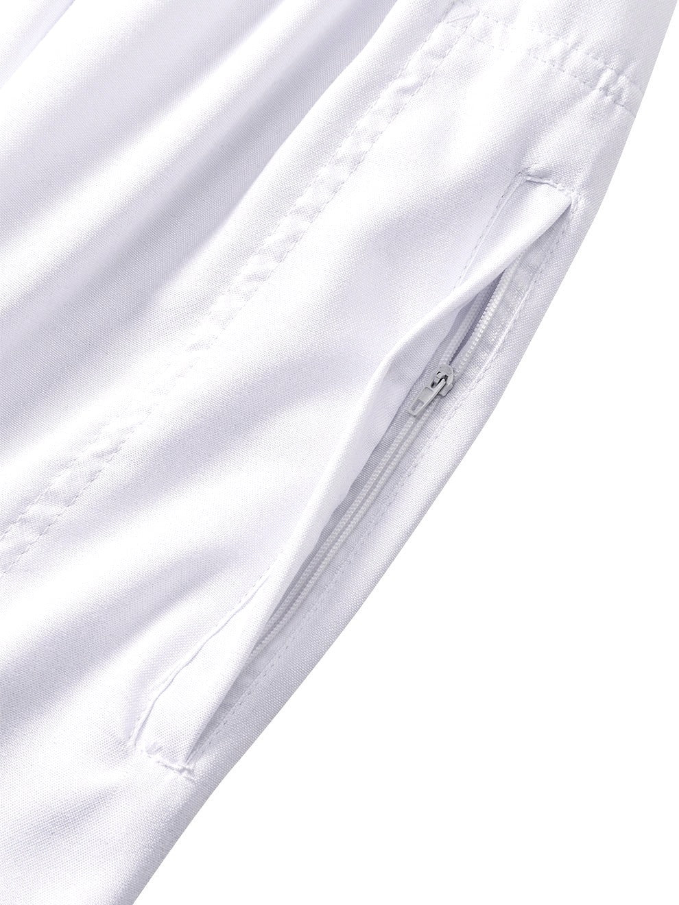 White Moroccan thobe and pants set, pants pocket detail