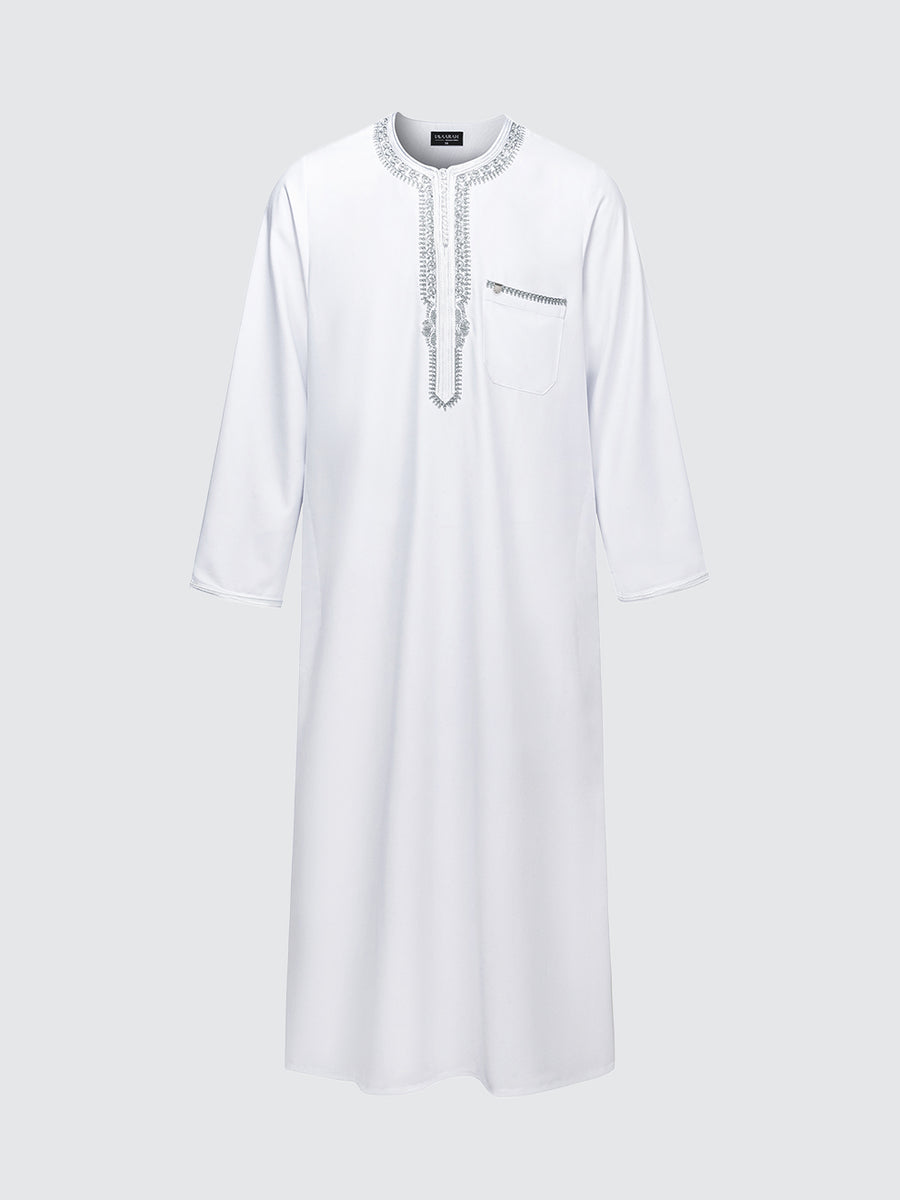 Imaarah Moroccan Long Sleeve Thobe with Pants White