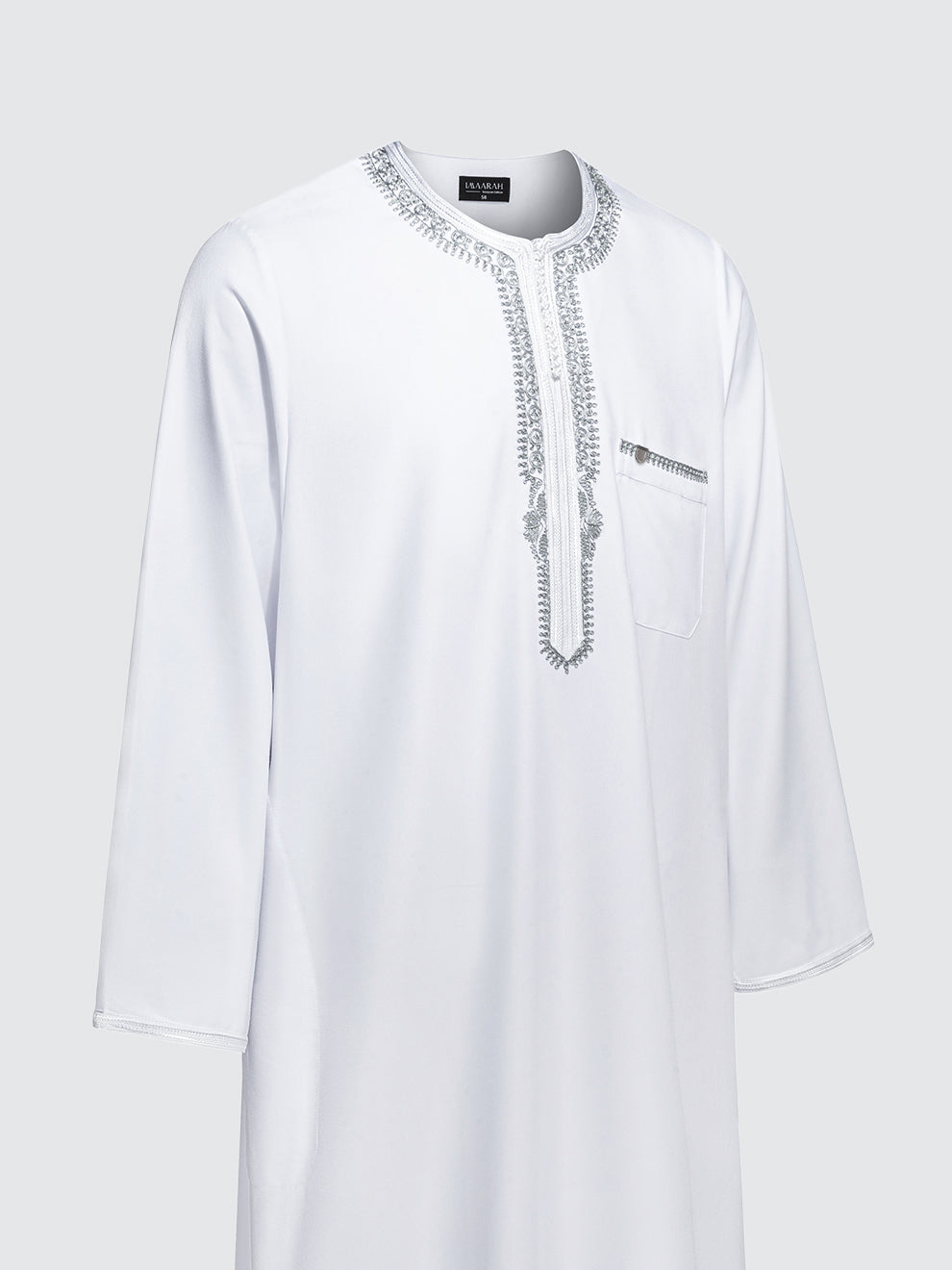 Imaarah Moroccan Long Sleeve Thobe with Pants White - view 2