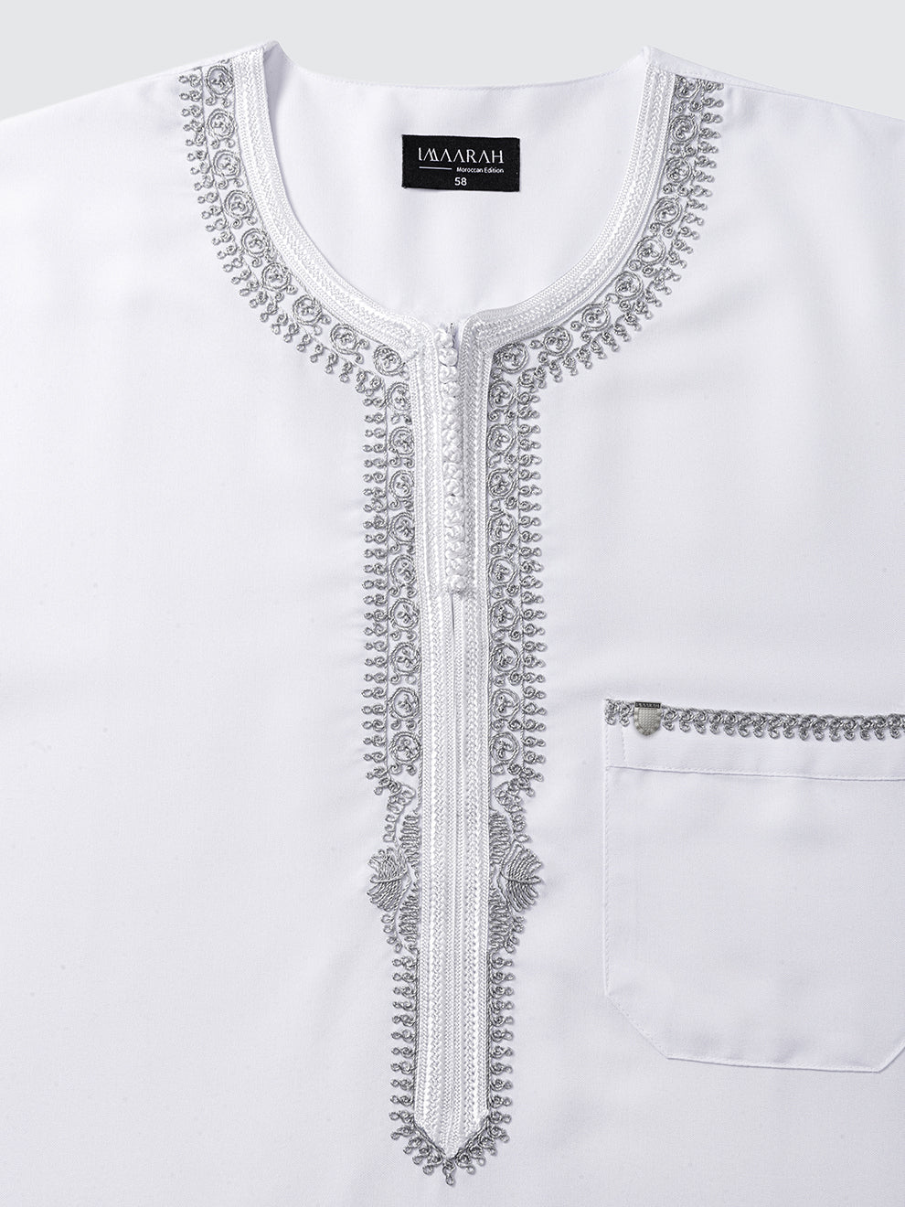 Imaarah Moroccan Long Sleeve Thobe with Pants White - view 3