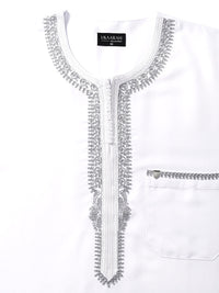 White Moroccan thobe and pants set, top shot