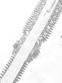 White Moroccan thobe and pants set, detail