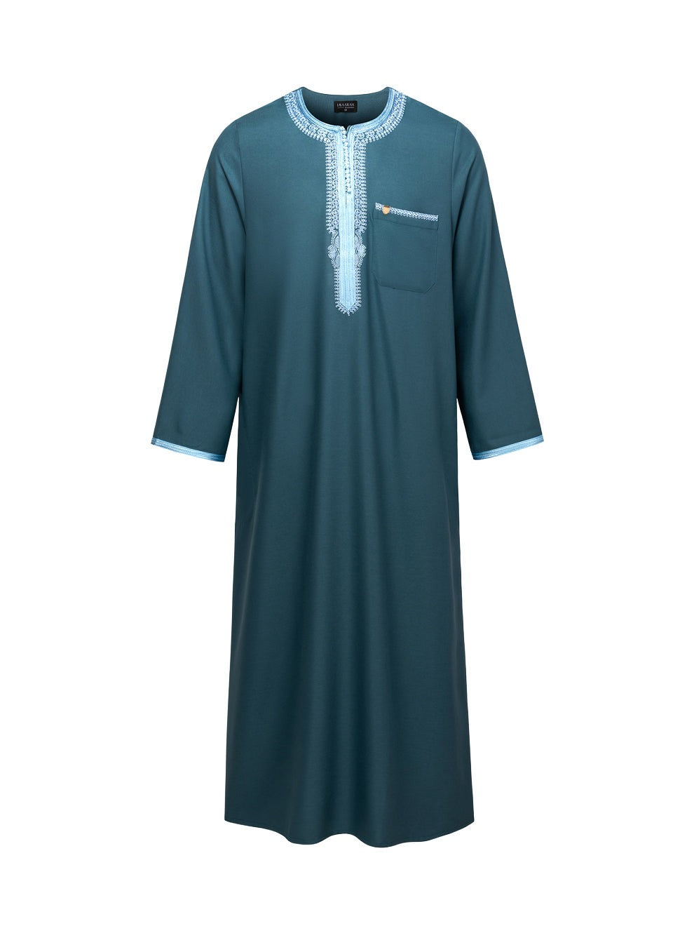 Emerald Green Moroccan thobe and pants set, front view