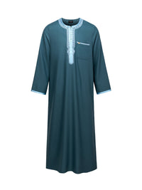 Emerald Green Moroccan thobe and pants set, front view