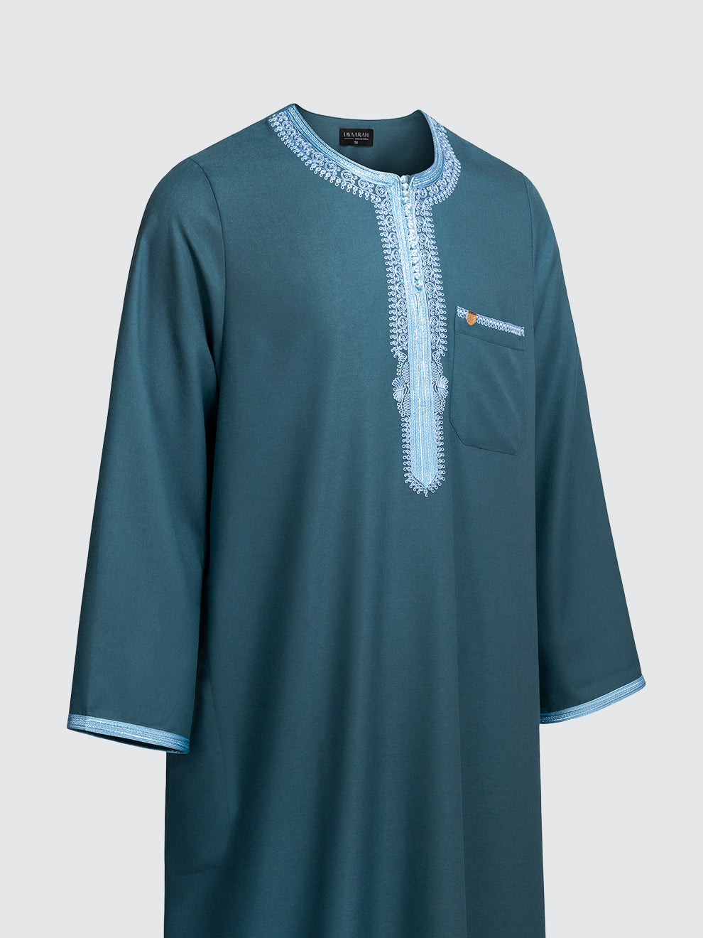 Imaarah Moroccan Long Sleeve Thobe with Pants Emarald Green - view 2