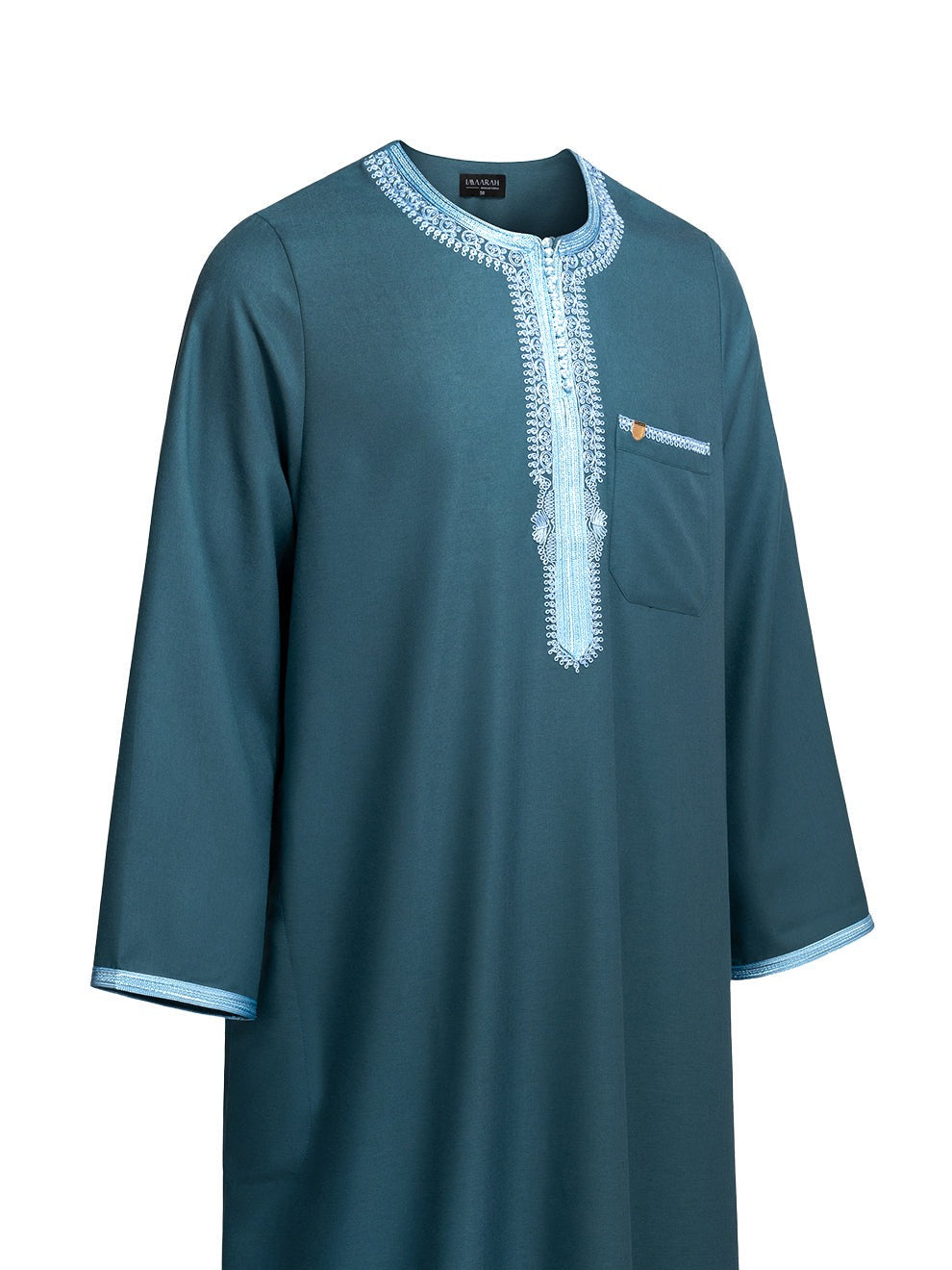 Emerald Green Moroccan thobe and pants set, side view