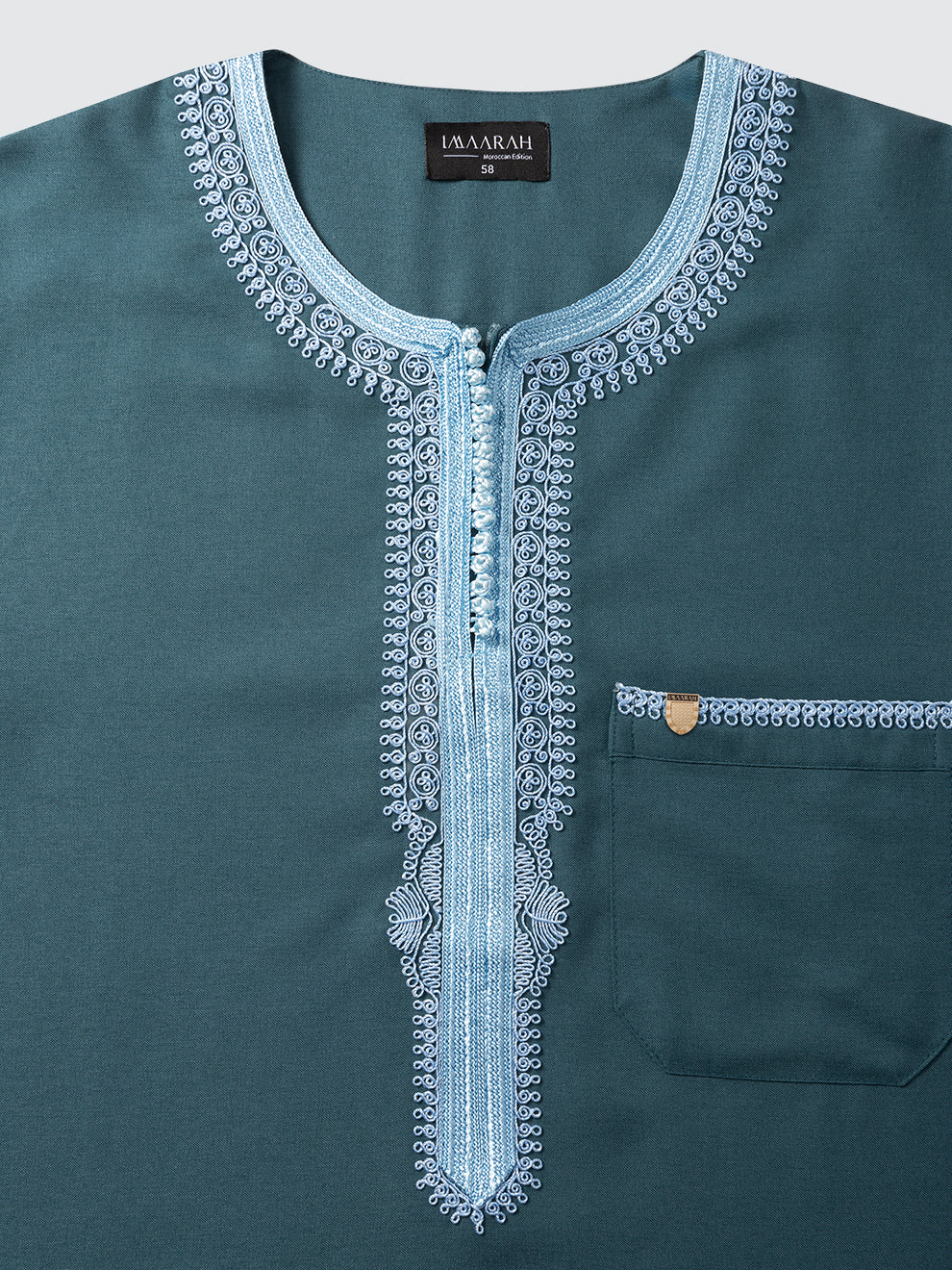 Imaarah Moroccan Long Sleeve Thobe with Pants Emarald Green - view 4