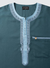 Emerald Green Moroccan thobe and pants set, top shot