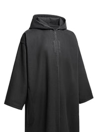 Black Moroccan winter djellaba, side view