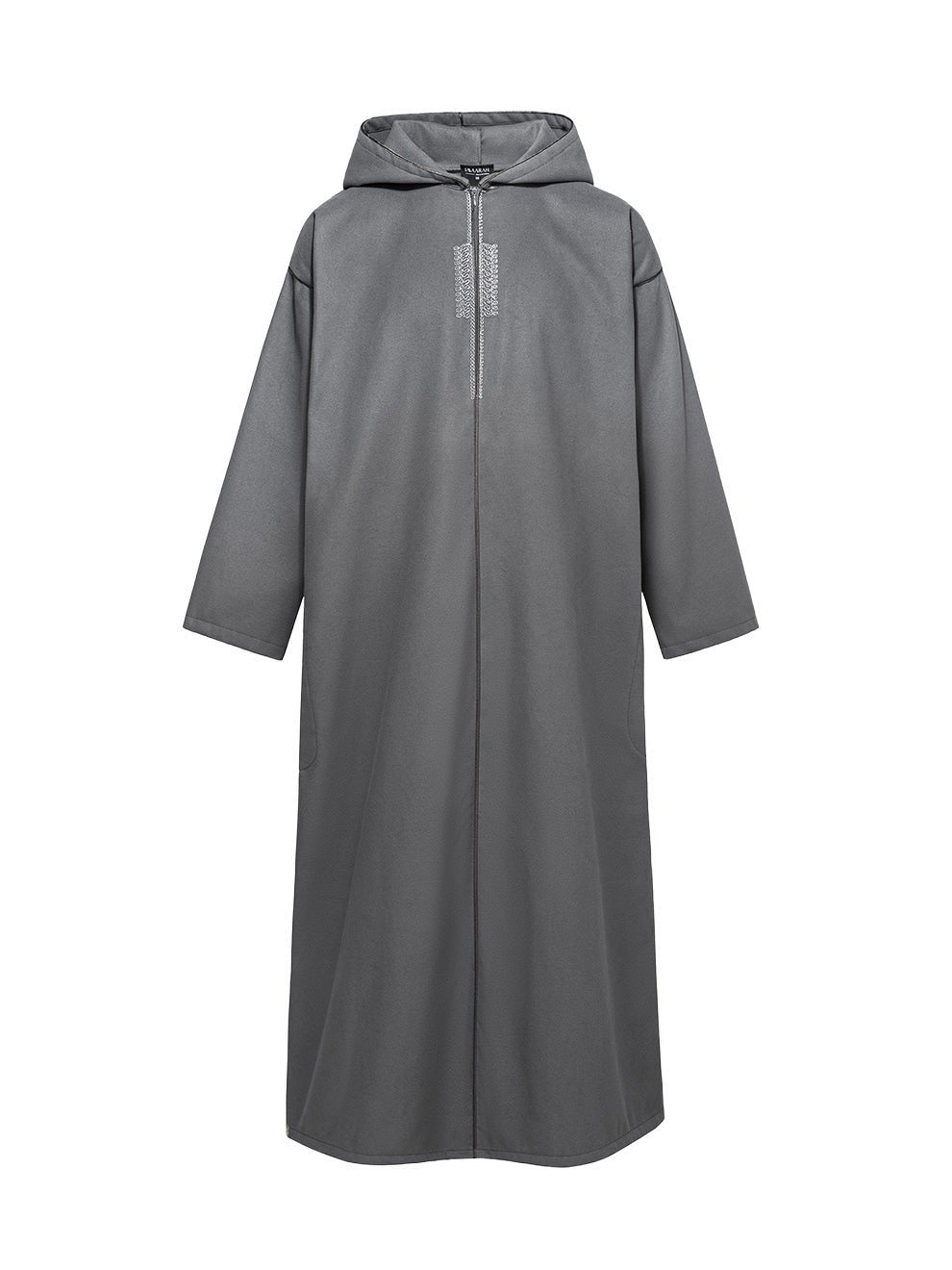 Charcoal grey Moroccan winter djellaba, front view