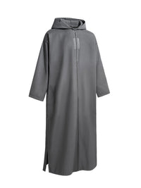 Charcoal grey Moroccan winter djellaba, the side slit
